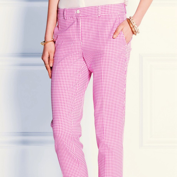 Susan Bristol Pants - Msrp$69. NWT Pink GINGHAM cotton pants. 16